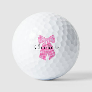 Balles De Golf Personnalisé En vichy rose romantique Coquette Bow
