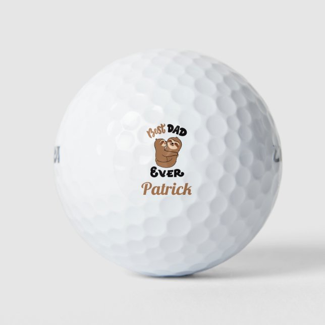 Balles De Golf Personnalisé Meilleur papa Jamais mignonne Sloth (Devant)