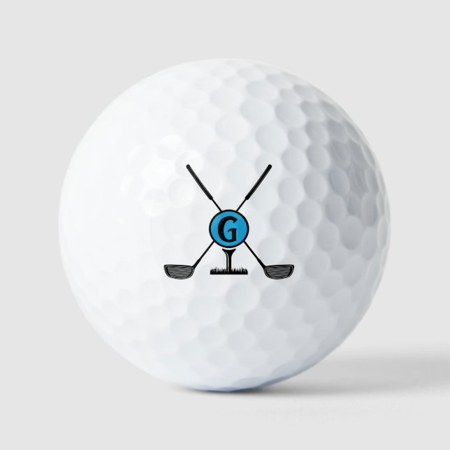 Balles De Golf Personnalisé Monogramme bleu moderne (Recto)