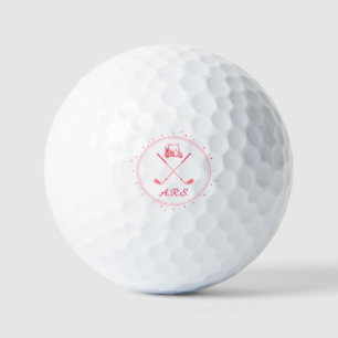 Balles de golf personnalisées rose monogramme