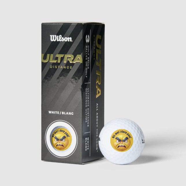 Balles De Golf Personnaliser l'Emoji 3D Jaune en colère (Emballage)