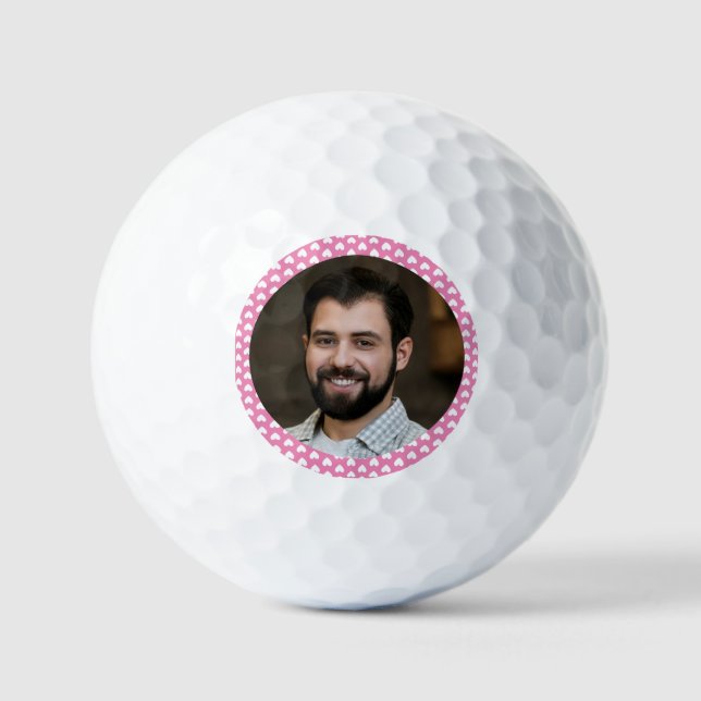 Balles De Golf Photo Boyfriend For Girlfriend Pink w Hearts (Recto)