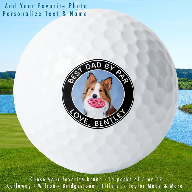Balles De Golf Photo Chien Personnalisé Meilleur Papa Par Par Bud (Créateur téléchargé)
