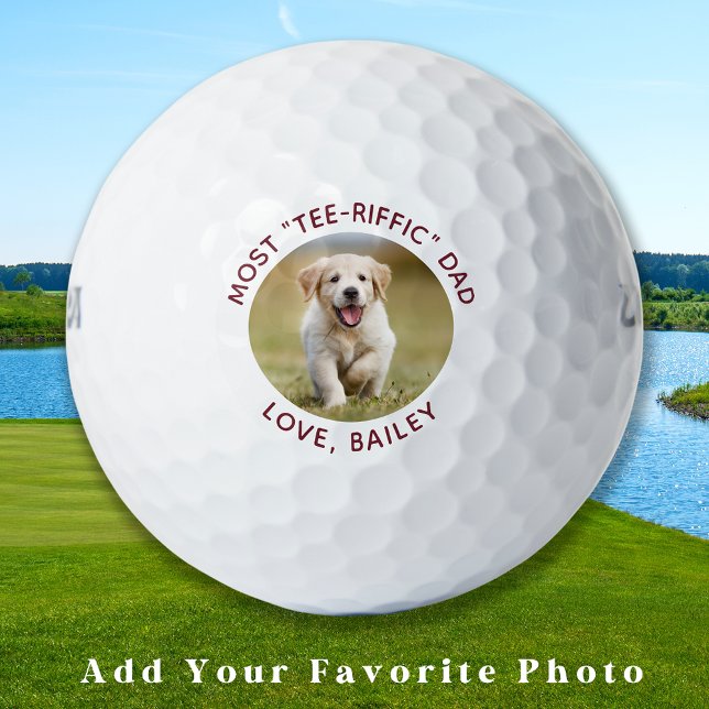 Balles De Golf Photo de chien personnalisée Meilleur papa Jamais  (Créateur téléchargé)