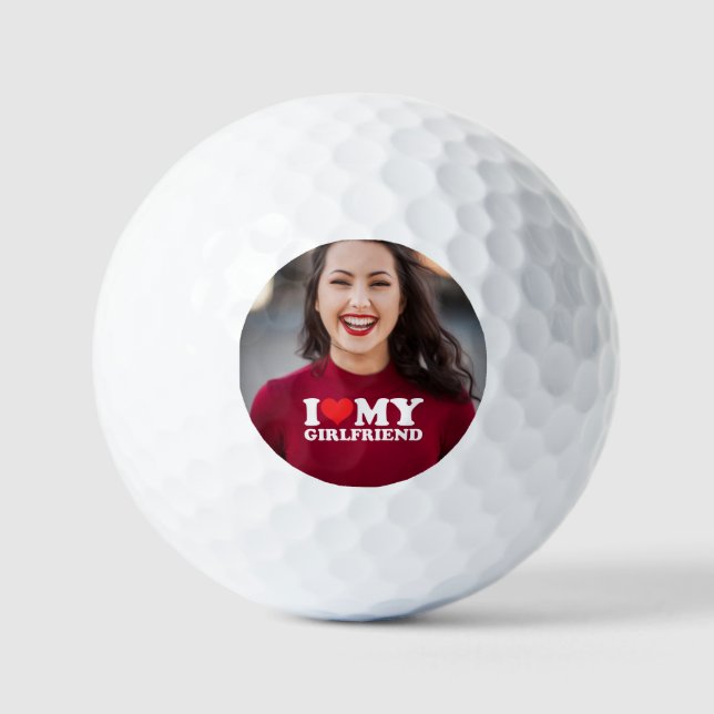 Balles De Golf Photo personnalisée J'aime ma petite amie (Recto)