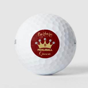 Balles De Golf Pickleball Queen Glam Glitz Monogramme Nom Or
