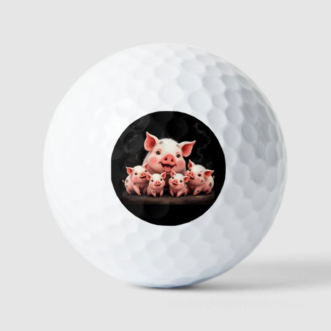 Balles De Golf Pig Artwork – Mother Pig & Piglets (Recto)