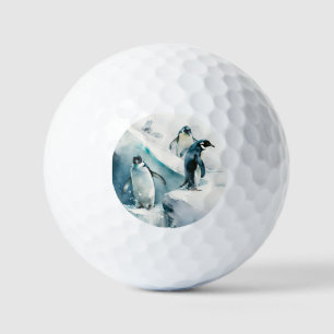 Balles De Golf Pingouins aquarelle joueuse