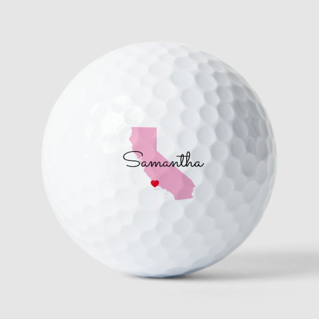 Balles De Golf Pink California Shape Red Heart (Recto)