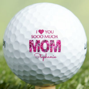 Balles De Golf Pink Floral Love Mom - Fête des mères cadeaux pers
