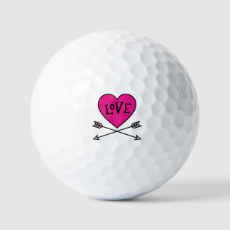 Balles De Golf Pink Heart Cupid's Bows LOVE