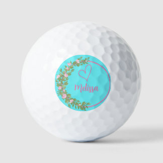 Balles De Golf Pink Modern Script Girly Monogram Name 