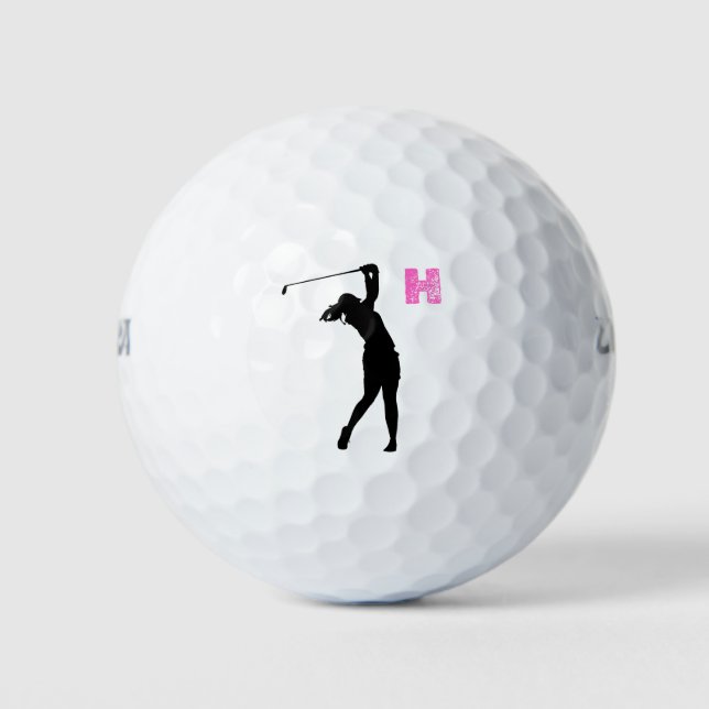 Balles De Golf Pink Personnalisé Monogramme Boules de golf (Devant)