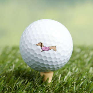 Balles De Golf Pink Wiener Chien & Coeurs Aimer Golfer Cadeau