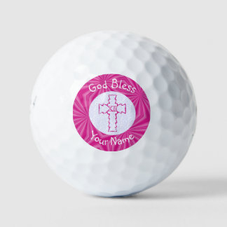 Balles De Golf Pink Zig Zag Christian Cross Personnalisé
