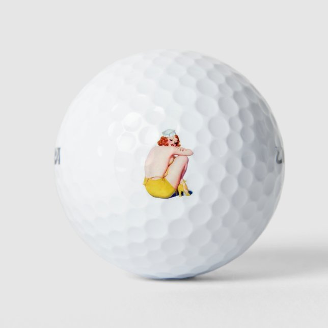 Balles De Golf PinUp à tête rouge classique (Devant)