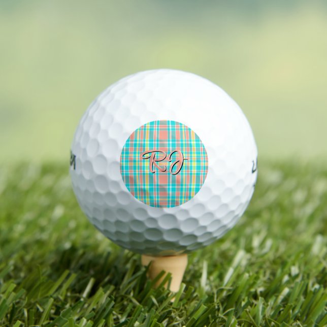 Balles De Golf Plaid en été Turquoise rose jaune blanc (T-shirt Insitu)