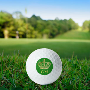 Balles De Golf Plaques de monogramme du roi de couronne verte de 