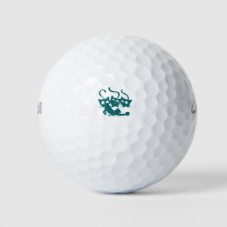 Balles De Golf Playful Cats with Yarn Balls Cute Illustration