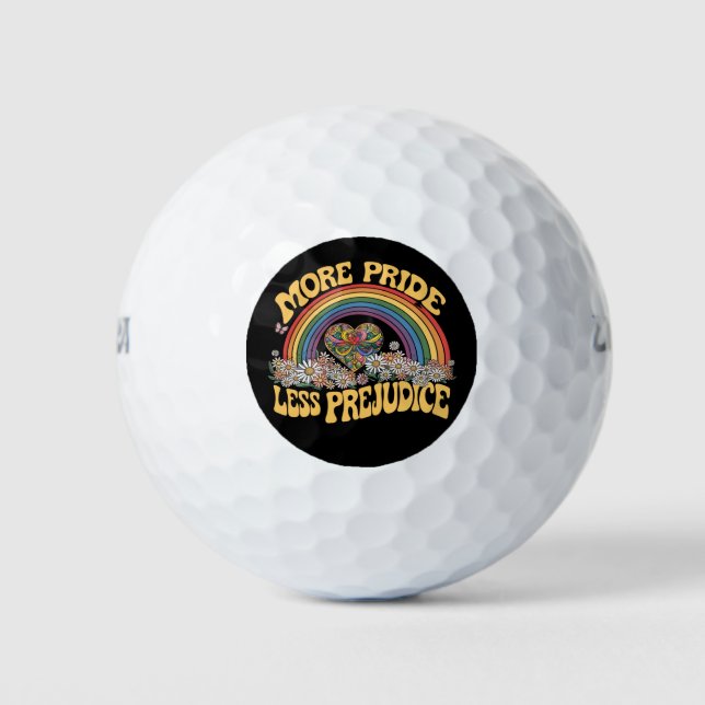 Balles De Golf Plus de fierté Moins de préjugé Retro Rainbow Prid (Devant)