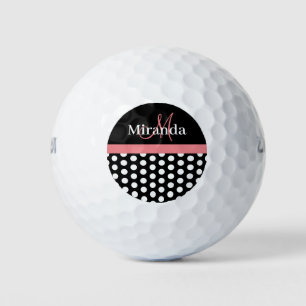 Balles De Golf Pointe Polka Rose Noir