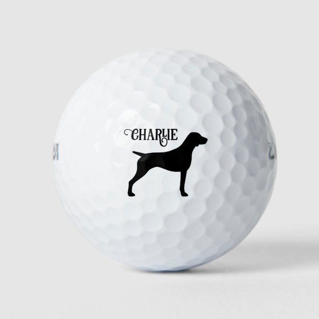 Balles De Golf Pointeur court allemand Silhouette Nom personnalis (Devant)
