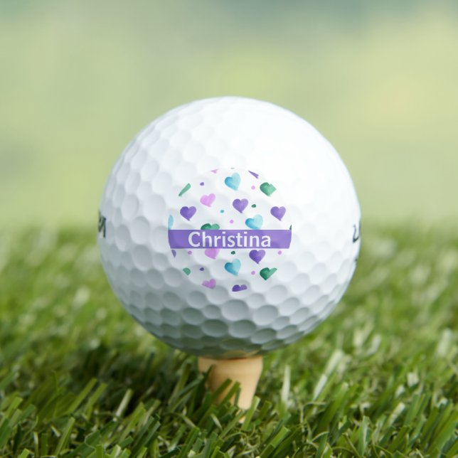 Balles De Golf Points Coeurs Aquarelle Motif Personnaliser (T-shirt Insitu)