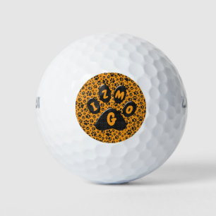 Balles De Golf Pois de chien noir et blanc Pointe Polka sur dahli