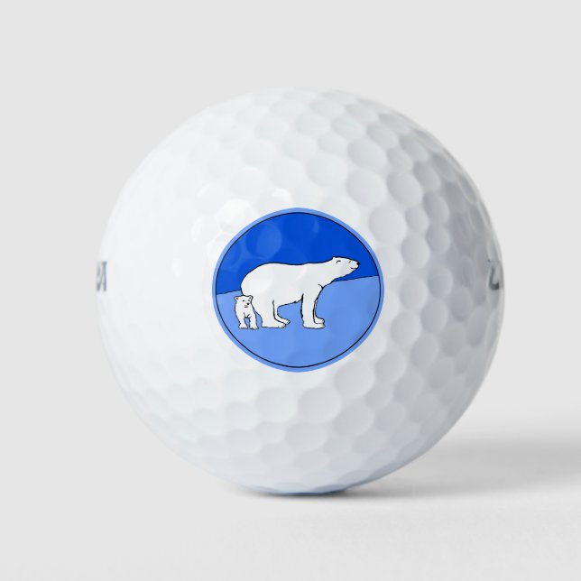 Balles De Golf Polar Bear Mom and Cub Peinture - Wildlife Art (Devant)