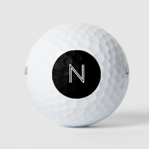 Balles De Golf Police blanche moderne Noir Cercle Monogramme
