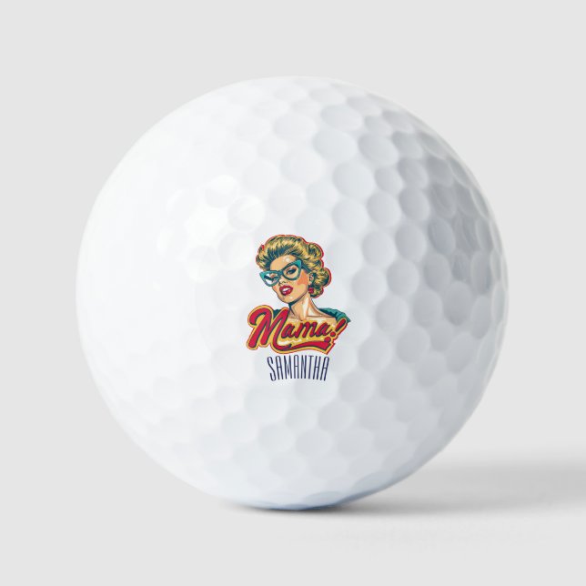 Balles De Golf Pop Art de Mama Retro Personnalisé 2 (Recto)
