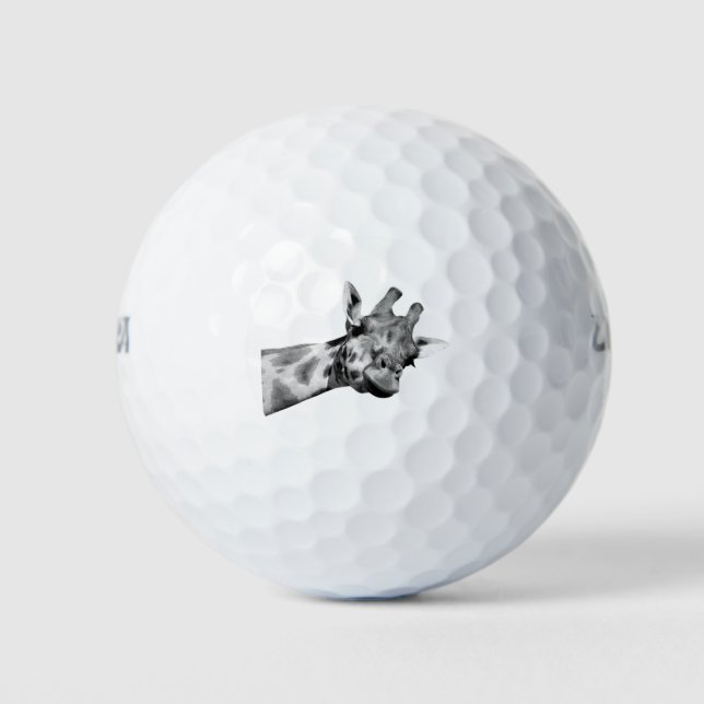 Balles De Golf Portrait de la Giraffe noire et blanche (Devant)