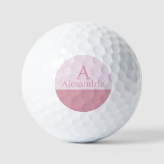 Balles De Golf Poussière de rose Monogramme Initiale Nom Minimal