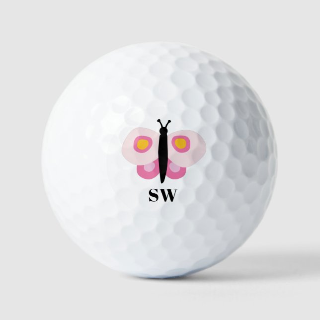 Balles De Golf Prénom du papillon rose mou (Recto)