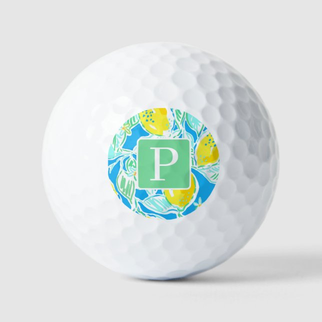 Balles De Golf Preppy Blue Lemon Motif Championnat de golf initia (Recto)