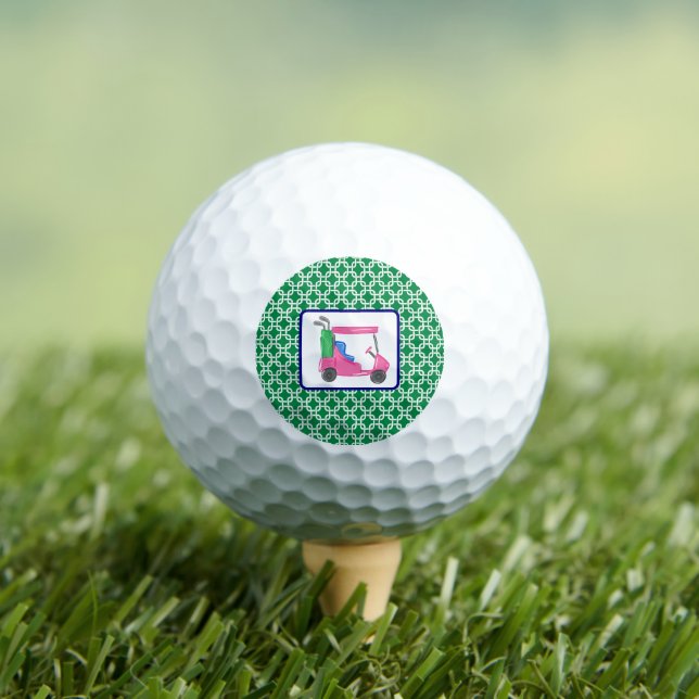 Balles De Golf Preppy Green White Link Motif Panier de golf rose (T-shirt Insitu)