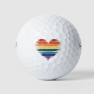 Balles De Golf Pride Rainbows Heart Print LGBT Gay pride