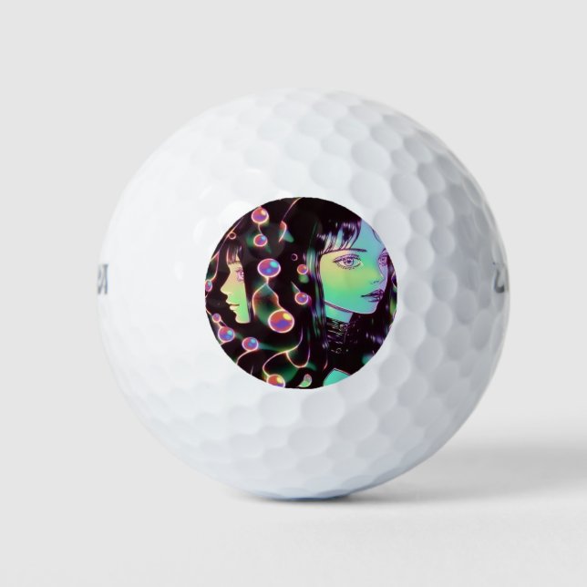Balles De Golf Psychedélique Anime Girl (Devant)