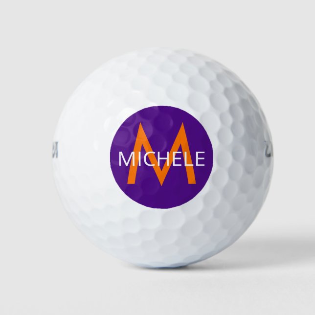 Balles De Golf Purple Orange Créez Votre Propre Monogramme (Devant)