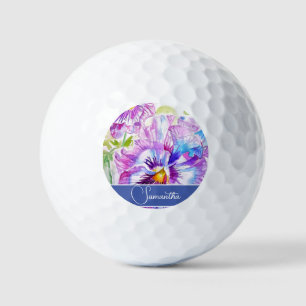 Balles De Golf Purple Pansy Flower Floral Womans Nom Vous Aimez