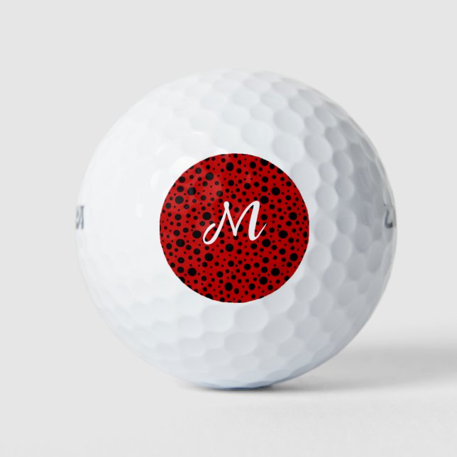 Balles De Golf Red and black polka dots funny ladybug (Devant)
