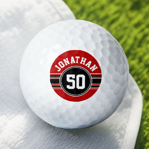 Balles De Golf Red Black Team Jersey Fan Gear Nom Numéro
