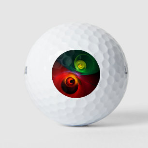 Balles De Golf Red Green Yin Yang Moderne Motif d'art Abstrait #2
