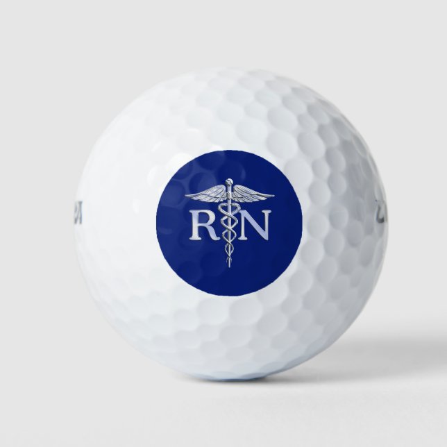 Balles De Golf Regised Nurse RN Caduceus on Blue Decor (Devant)