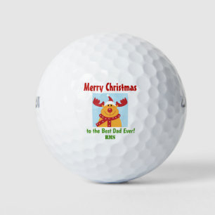 Balles De Golf Reindeer de Noël Meilleur papa Jamais Monogramme I