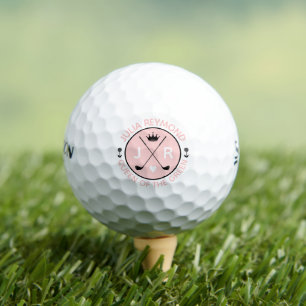 Balles De Golf Reine du Vert monogramme golfer rose