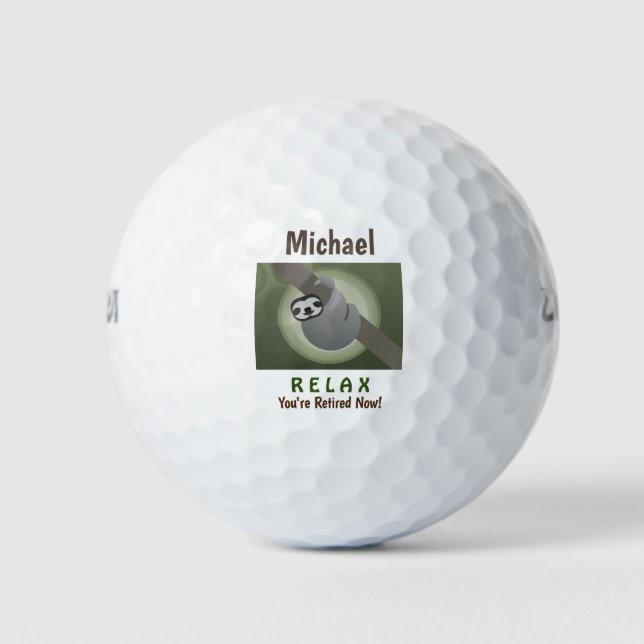 Balles De Golf Retraite Relax Happy Cute Funny Lazy Sloth (Devant)