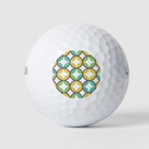 Balles De Golf Retro Diamond dans Circle Pattern Blue Green Gold