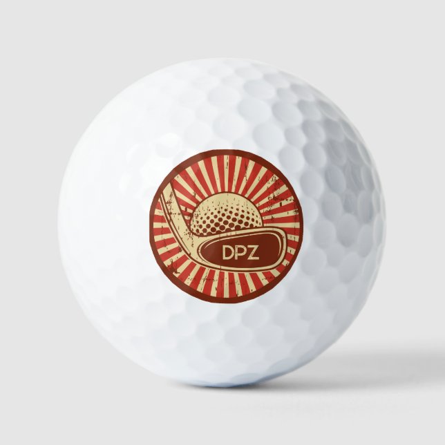 Balles De Golf Retro Golf Club Monogrammé (Recto)