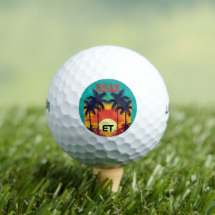 Balles De Golf Retro Tropical 80s Style Monogrammed Golf Balls
